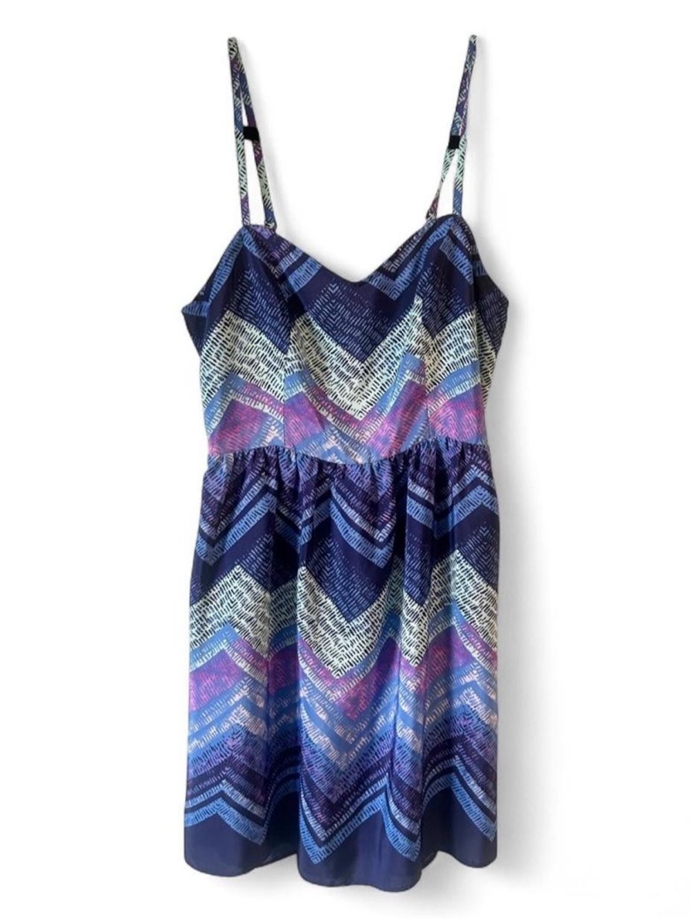 American Eagle Size 4 Blue Purple Geometric Cutout Back Dress with Pockets